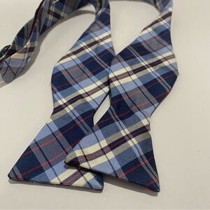 NWOT Brooks Brothers Reversible Bow Tie Blue Plaid Burgundy Floral Adjustable